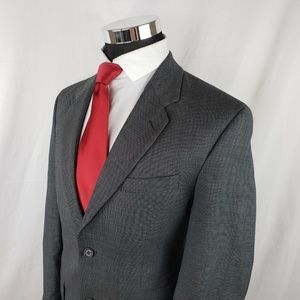 Chaps Mens 40R Sport Coat Blazer Grey Twill Wool